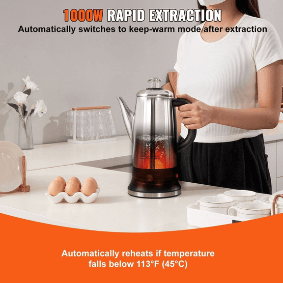 12-Cup Electric Percolator Coffee Pot, 304 Stainless Steel, Keep Warm, Quick Brew, Silver