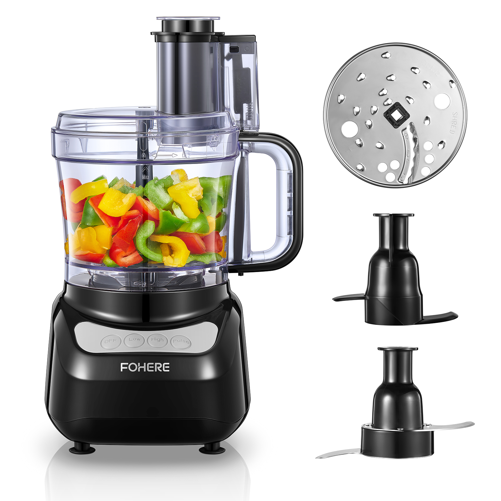 Food Processor 12 Cup, with Chopping, Slicing and Dough Attachments
