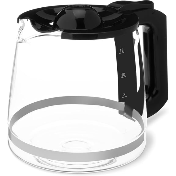 12-Cup Glass Replacement Carafe for Coffee Maker, Comfort-Grip Handle, Dripless Spout, BlackOnly for B0D9QDMK9X, B0D9QGF1WX
