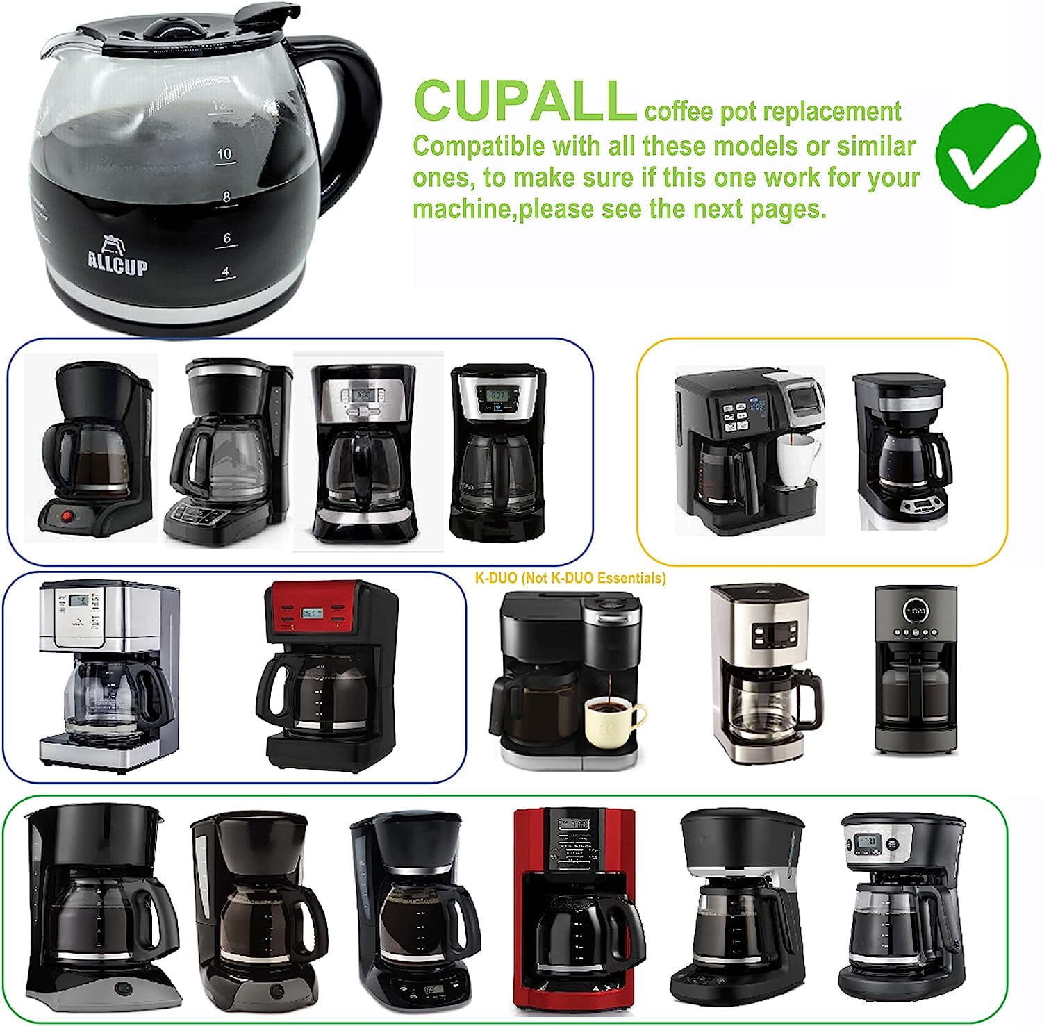 12-Cup Glass Replacement Coffee Carafe - Compatible with Mr. Coffee, Black & Decker, Cuisinart - BPA-Free, Dishwasher Safe - Easy Pour Design|12 Cup Replacement Glass Coffee Carafe ‚Äö√Ñ√¨ Compatible