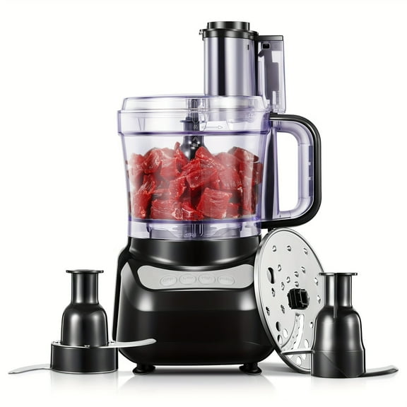 12 Cup Multifunctional Food Processor, 6 Functions for Chopping, Slicing, Shredding, Purees and Dough Making