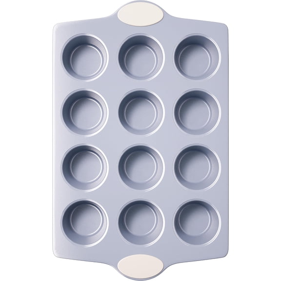 12-Cup Non Toxic Nonstick Ceramic Muffin Pan & Cupcake Tin, Heavy Duty Rust-Resistant Aluminized Steel, Oven Safe, Cream White