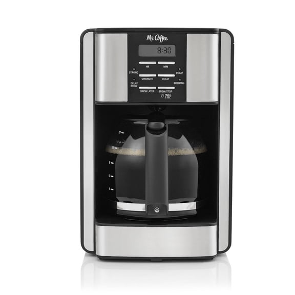 12-Cup Programable Coffee Maker Black/Stainless Steel: Drip, Automatic Shut-Off, Dishwasher-Safe Parts