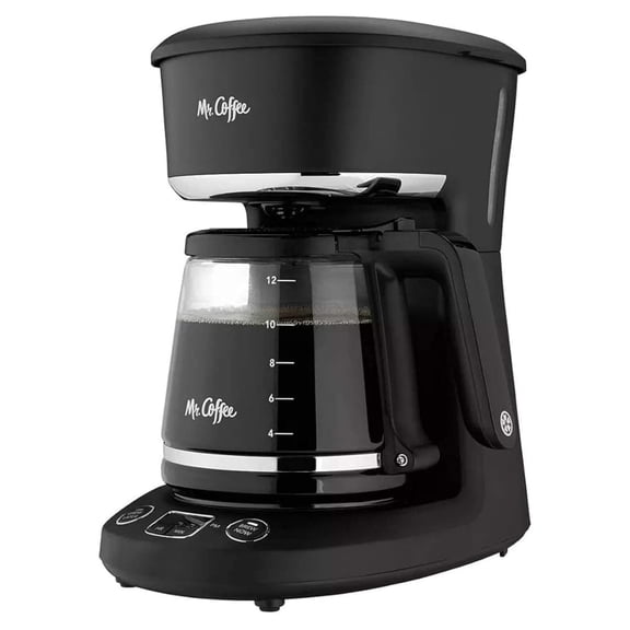 12-Cup Programmable Coffee Maker, Brew Now & Later, Auto Pause, Digital Clock, Black
