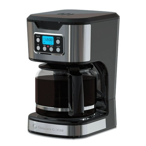 12-Cup Programmable Coffee Maker, Electric Brewer, Auto Shut Off, Digital Display w/Auto-Brew Function, Anti-Drip Pot, Reusable Filter for Fresh Grounds, Square Stainless Steel, Glass Carafe