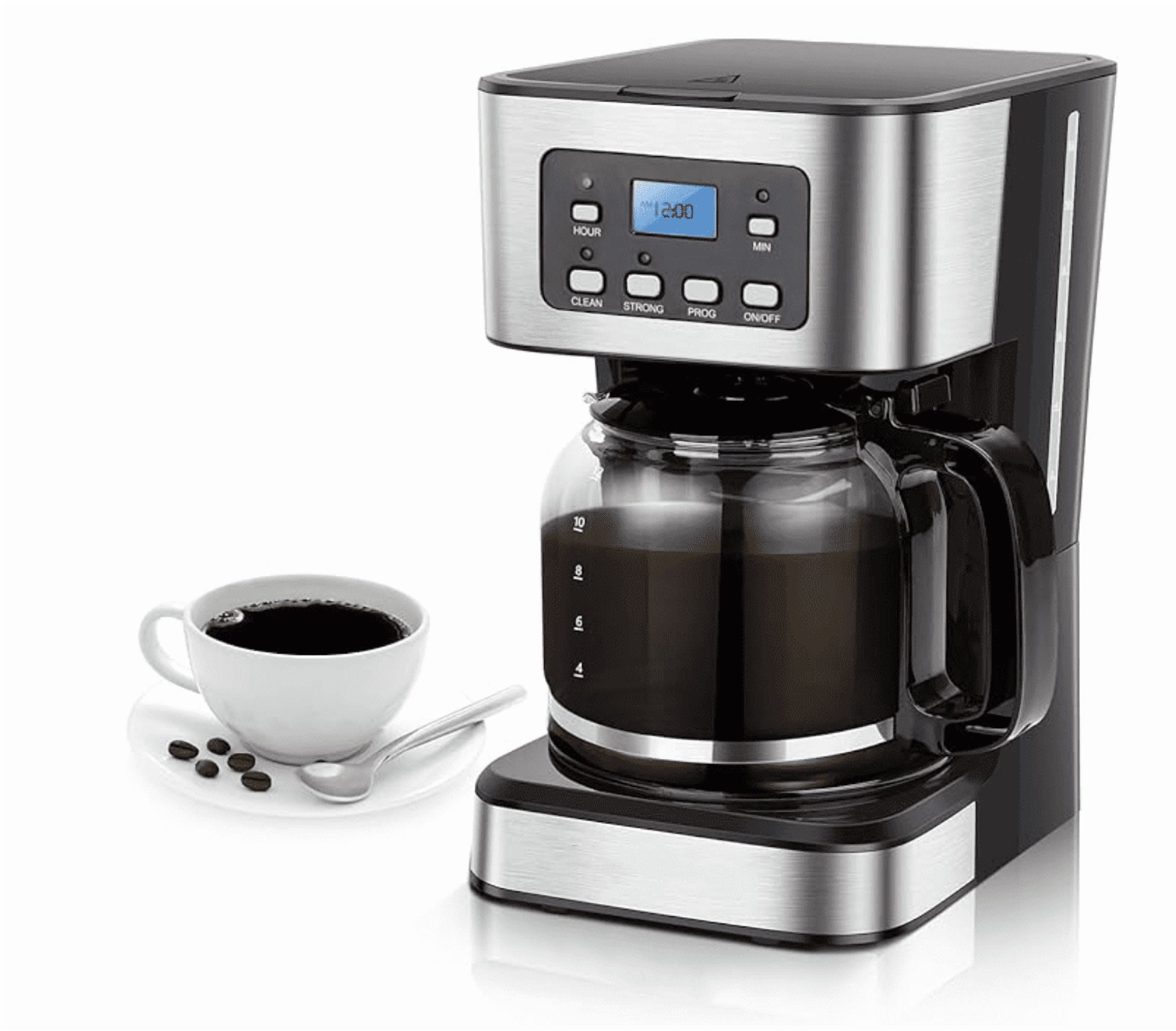 12-Cup Programmable Coffee Maker, Regular & Strong Brew Drip Coffee ...