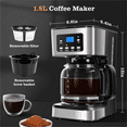 thumbnail image 1 of 12-Cup Programmable Coffee Maker, Regular & Strong Brew Drip Coffee Machine for Home and Office, Glass Carafe, Pause & Serve, Auto Shut Off, Black & Stainless Steel, 1 of 6