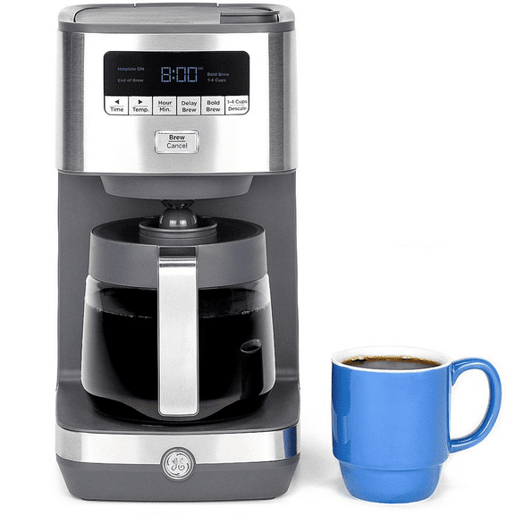 12 Cup Programmable Coffee Maker with Adjustable Keep Warm Plate and Glass Carafe - Stainless Steel
