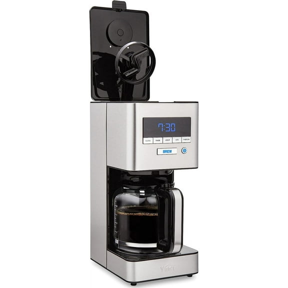 12-Cup Programmable Coffee Maker with Bloom Feature and Rotary Dispersion Technology Black and Stainless Steel Auto Shut-Off