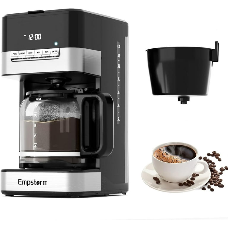12 Cup Programmable Drip Coffee Maker 1000W Fast Brew Coffee Machine with Glass Carafe Auto Shut Off 4 Hour Keep Warm Anti Drip System Strong