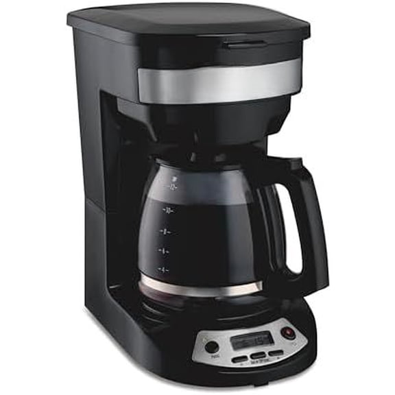 12 Cup Programmable Drip Coffee Maker Machine, Regular & Bold Brew Options, Auto Pause and Pour, Glass Carafe, Black with Stainless Accents (46299J)
