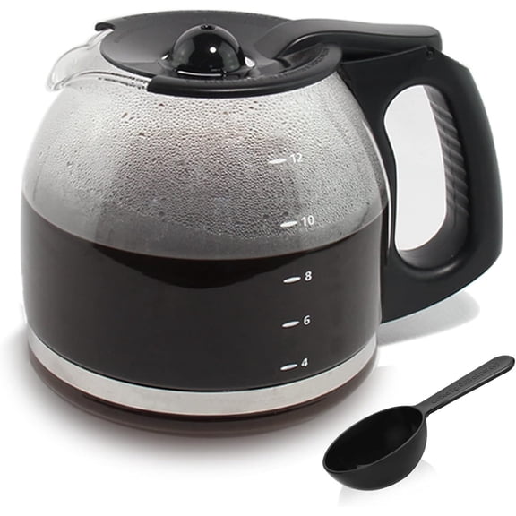 12-Cup Replacement Coffee Carafe Compatible with Coffee maker Pot, Replace Part# PLD12 PLD12-RB Series, Black Handle