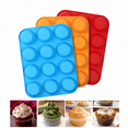 thumbnail image 1 of 12-Cup Silicone Muffin Pan - Food Grade, Non-Stick Baking Cups for Cupcakes & Eggs, Red/Orange/Blue, 3-Pack Set, 1 of 7
