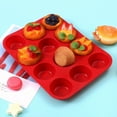 thumbnail image 1 of 12-Cup Silicone Muffin Pan, Red Non-Stick Baking for Cupcakes Pudding Chocolate, Large Size 11.61x8.66 inch, Dishwasher Safe Flexible Cake Pan, 1 of 7