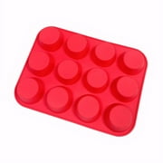 12-Cup Silicone Muffin Pan With Non-Stick Surface, Heat Resistant Baking Mold For Cupcakes Cakes And Desserts, 11.61X8.34In