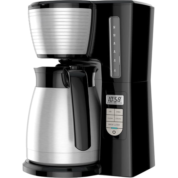 12 Cup Thermal Programmable Coffee Maker with Brew Strength and VORTEX Technology, Black/Steel
