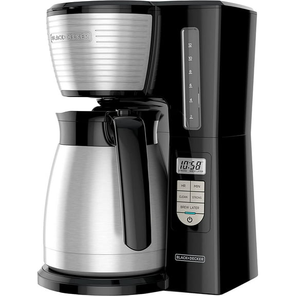 12 Cup Thermal Programmable Coffee Maker with Brew Strength and VORTEX Technology, Black/Steel