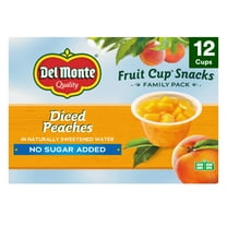 Del Monte No Sugar Added Diced Peaches Fruit Cup Snacks 3.75 oz Cup (Pack of 12)