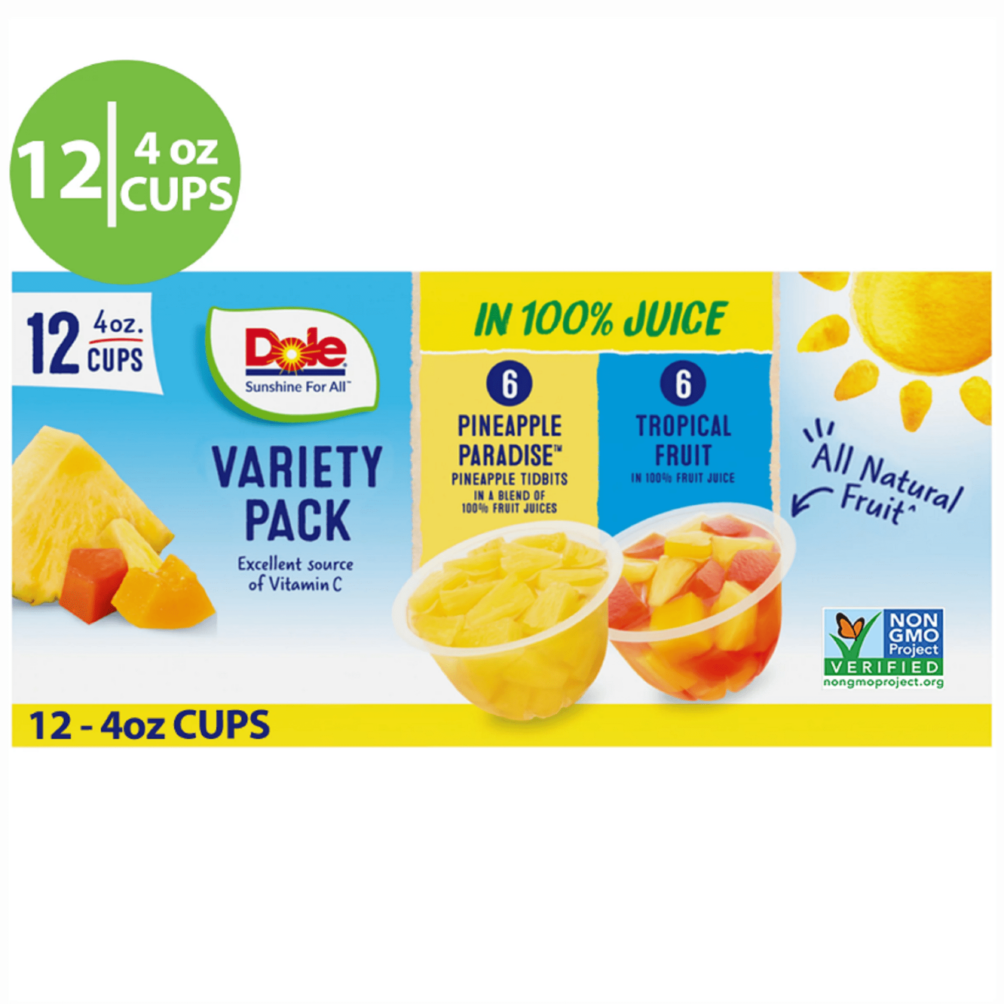 (12 Cups) Dole Fruit Bowls in 100 Fruit Juice Tropical Fruit