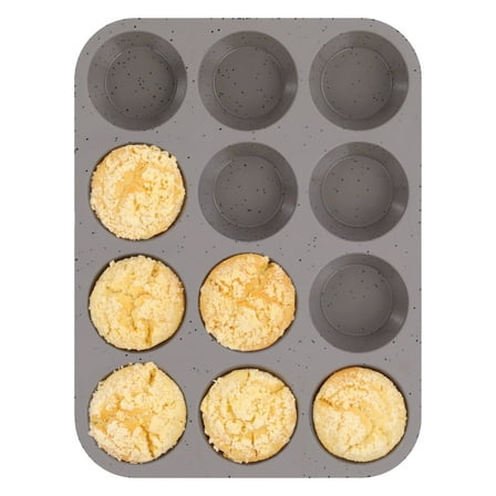 CAKETIME Silicone Muffin Pan - Nonstick Cupcake Pan Regular Size 12 Cups Silicone Muffin Pans for Baking
