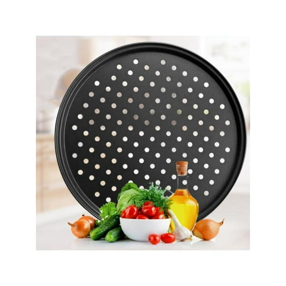 12" DIY Breathable Baking Tray Pan Perforated Carbon Steel Non-stick Pizza Bake Serving Plate