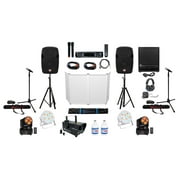 12" DJ Speakers+Sub+Amp+Headphones+Facade+ 4 Lights+Fogger+Mics+Stands+Cables