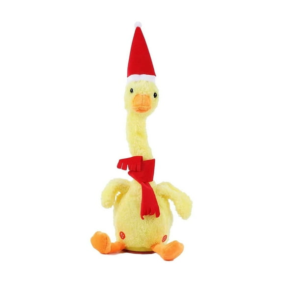 12"Dancing Christmas Duck, Repeating What You Say Mimicking Recording Plush Toy Musical English Song Singing Talking Glowing Animated Twisting Gift of Lighting Up Toy