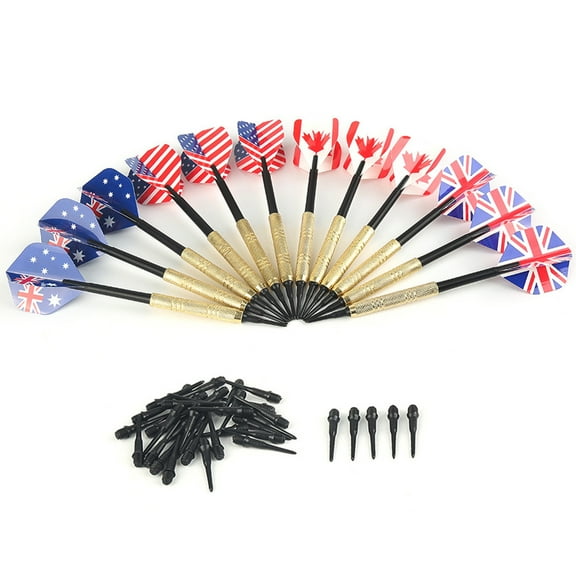 12 Darts 36 Soft Tipes,  Soft Tip Darts With National Flag Flights For Electronic Dartboard With 36 Tips