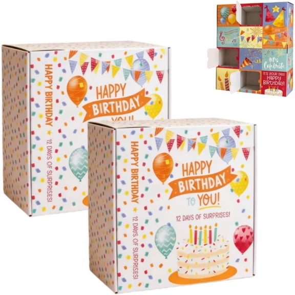 12 Day Birthday Countdown Calendar, Fillable Birthday Arrival Advent Calendar, DIY Fill Your Own Countdown Box for Home Celebration (1pc)