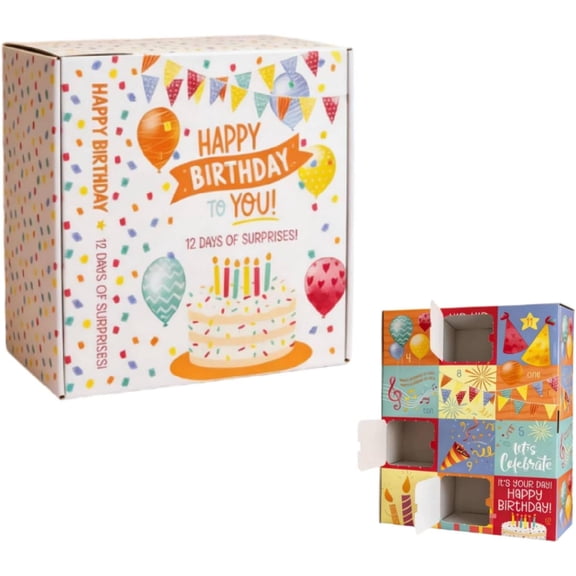 12 Day Birthday Countdown Calendar, Fillable Birthday Arrival Advent Calendar, DIY Fill Your Own Countdown Box for Home Celebration (1pc)