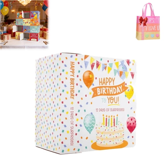 12 Day Birthday Countdown Calendar, Fillable Birthday Arrival Advent Calendar with Raffia Packaging, DIY Fill Your Own Countdown Box for Home Celebration Daily Surprise Intimate Gathering Use