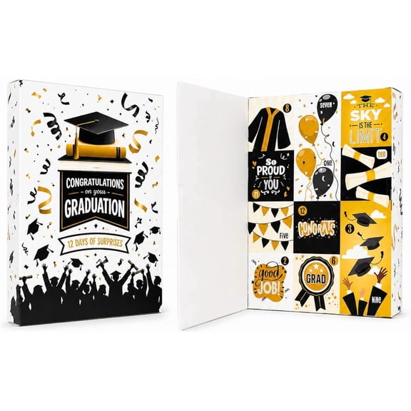12 Day Countdown Surprise Box with Compartments,2pcs Lethargic Graduation Gift Advent Calendar Empty Fillable Box,DIY Graduation Gift for Friends Family