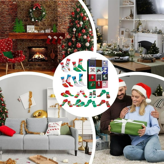 Countdown Sets 12 Day Socks For Arrival Calendar Countdown To 2025 Arrival Calendar Festivals Colorful Theme Socks