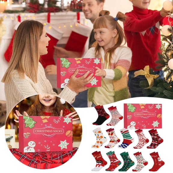 Countdown Sets 12 Day Socks for Arrival Calendar 2025 Festivals Colorful Theme