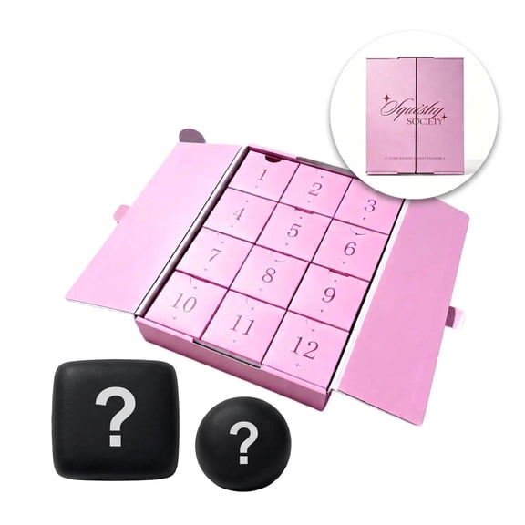 12-Day Squishy Advent Calendar, Pink Holiday Countdown Box with Assorted Squeeze Toys, Stress Relief Fidget Gift for Women and Adults