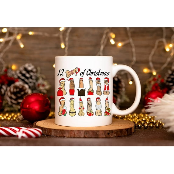 12 Days of Christmas Coffee Mug, Funny Christmas Gifts, Santa Christmas Mug, Humor Mug Cute Xmas Cups Winter Holiday Mugs Xmas Coffee Cup Family Parent Gifts