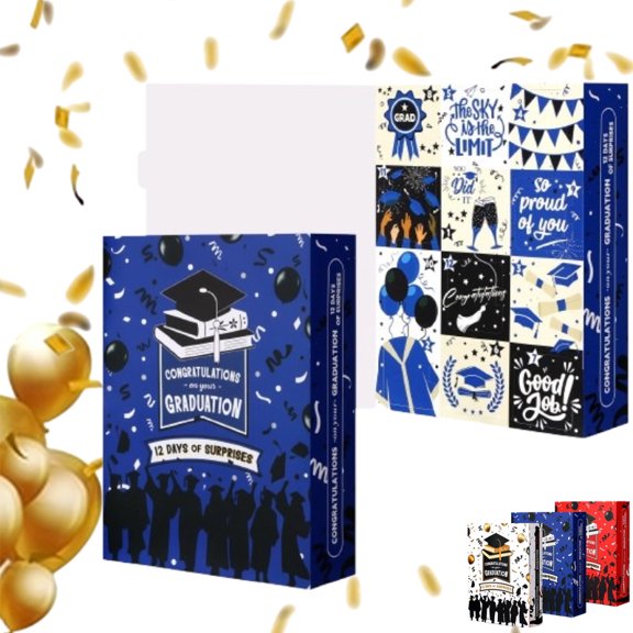 12 Days Graduation Countdown Calendar Gift Box 2026 Empty Graduation Paper Advent Calendars to Fill DIY Grad Surprise Gift Box for School College, Gifts Not Included(Blue)