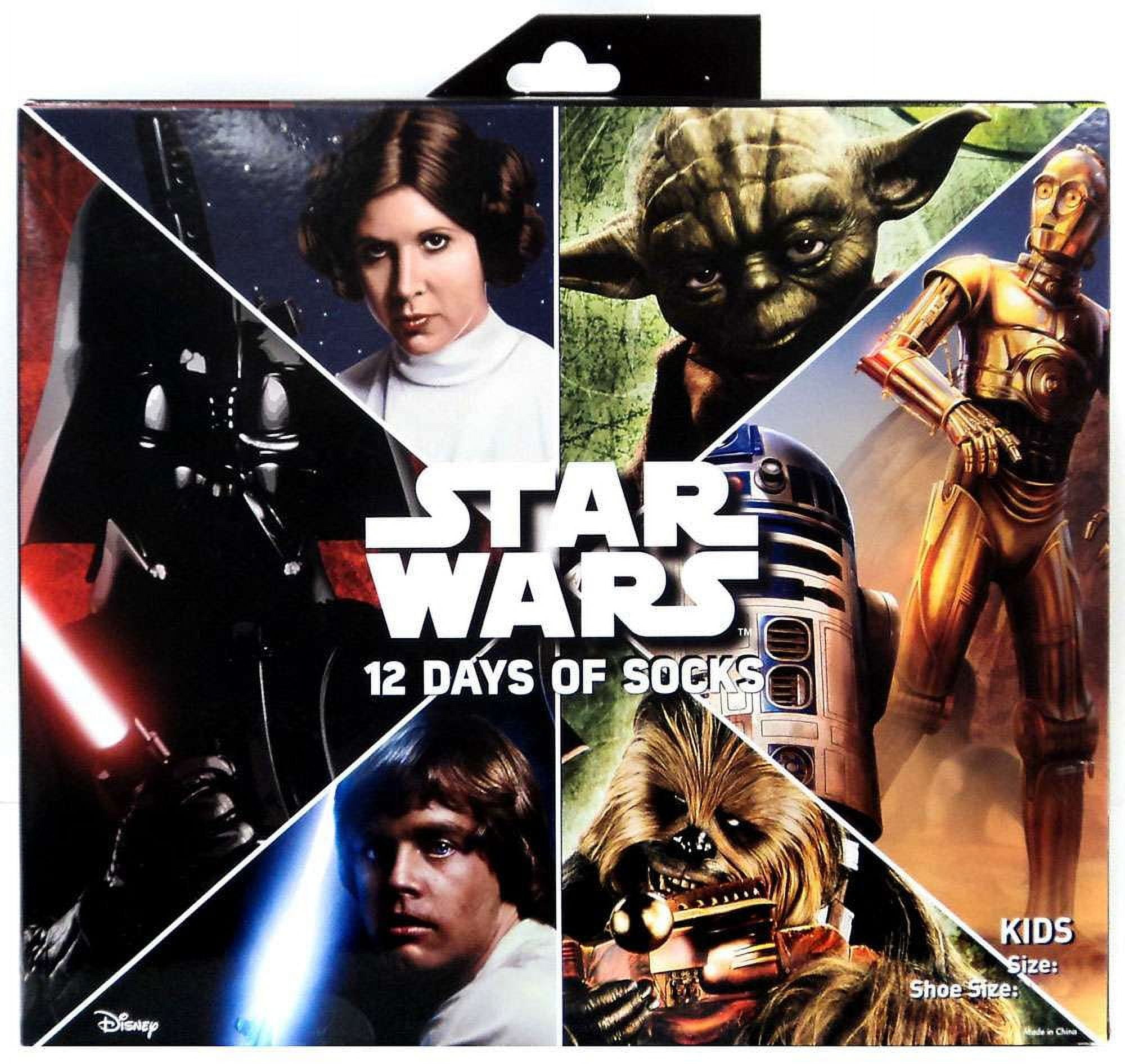 12 Days of Socks Toddler Star Wars Socks 12 Pack Size 5.5 8.5