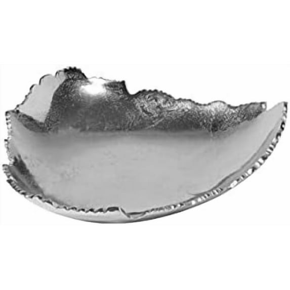 12” Decorative Antique Silver Allure Torn Hammered Metal Centerpiece Bowl with Sculpted Edges
