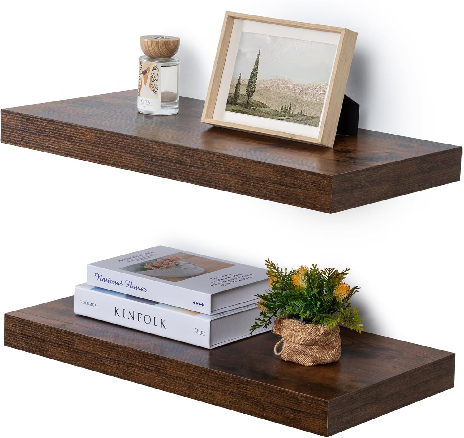12 deep floating shelves rustic wood wall shelves for wall decor