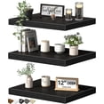 thumbnail image 1 of 12" Deep Floating Shelves for Wall - 12 x 16 inch Book Shelf Bathroom Bedroom Kitchen Living Room Hanging Bookshelf Farmhouse Set of 3, Black, 1 of 10