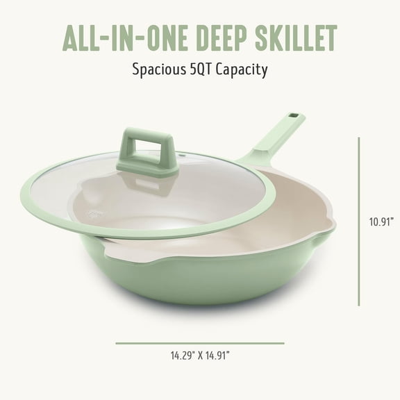 12" Deep Skillet with Lid - Sage Green