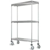12" Deep x 36" Wide x 92" High 3 Tier Gray Wire Shelf Truck with 1200 lb Capacity