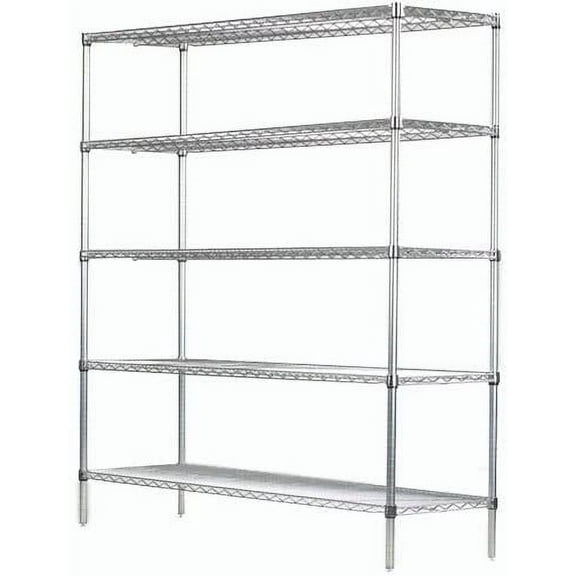 12" Deep x 48" Wide x 74" High 5 Tier Chrome Starter Shelving Unit