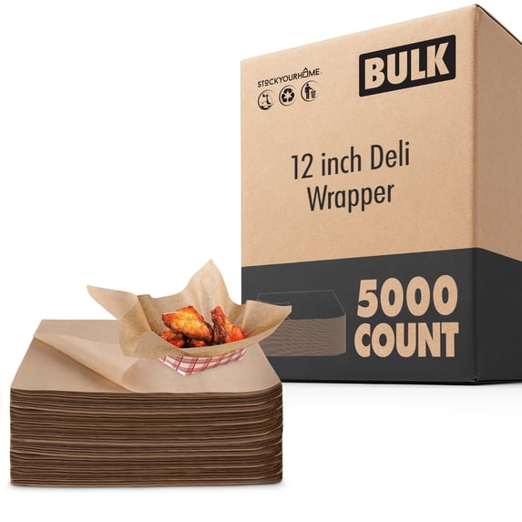 12” Deli Squares (250 Pack) - Natural Kraft Deli Papers - Greaseproof Liners for Food Boats - Pre Cut Deli Sandwich Wrappers - Food Basket Sheets for BBQ, Picnic, Festival, Fair - Stock Your Home