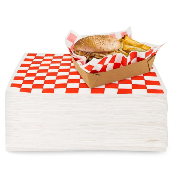 12” Deli Squares (250 Pack) - Red & White Checkered Deli Papers - Greaseproof Liners for Food Boats - Pre Cut Deli Sandwich Wrappers - Food Basket Sheets for BBQ, Picnic, Festival - Stock Your Home