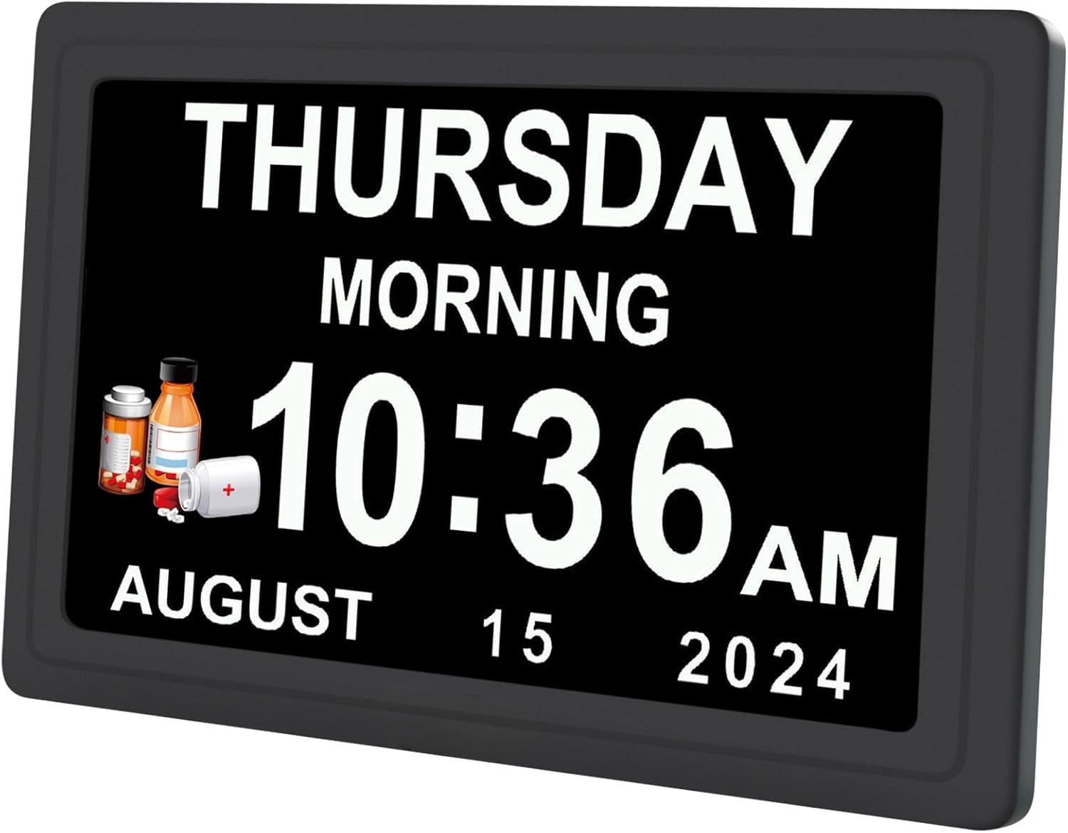 12” Dementia Digital Clock for Seniors Extra Large, 20 Alarm Reminders Date Day Time Display for Elderly Memory Loss Alzheimers, Electric Calendar Clock, Auto DST, 1024 * 600P HD