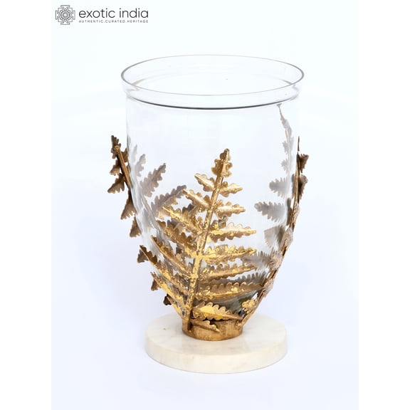 12" Designer Hurricane with Marble Base | Home Decor