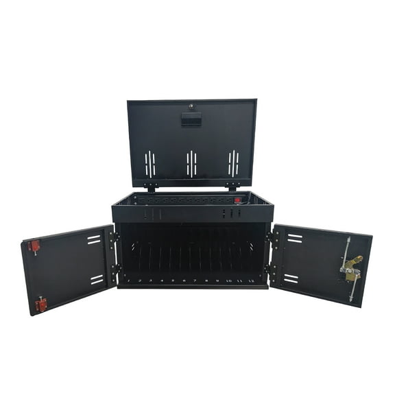12-Device Charging Station for Laptops and Tablets, charging cart charging cabinet, Surge Protection for Classroom or Office, Up to 17.3" Screen