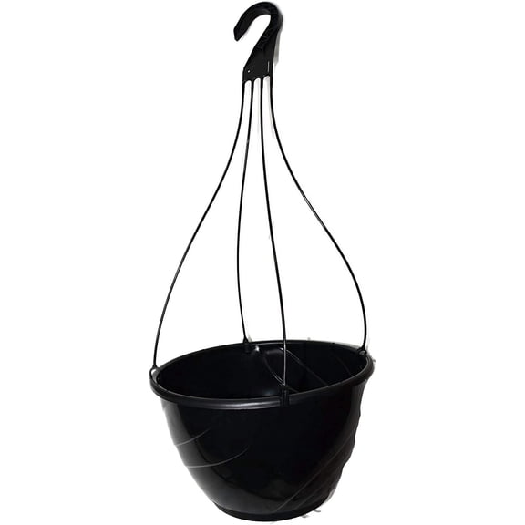 12" Diameter Black Plastic Deco Swirl Hanging Basket by Landmark Plastics (5)